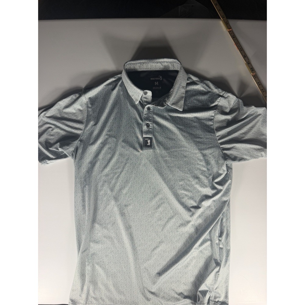 Bogey Bros Golf Co Men's M Gray Micro Print Performance Polo Shirt Stretch